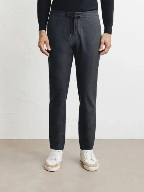 IZAC - Pantalon ville en maille gris foncé