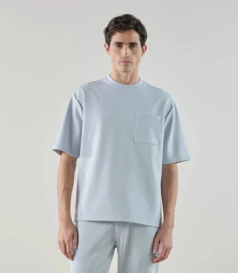 IZAC - T-shirt col rond en jeu de points ciel