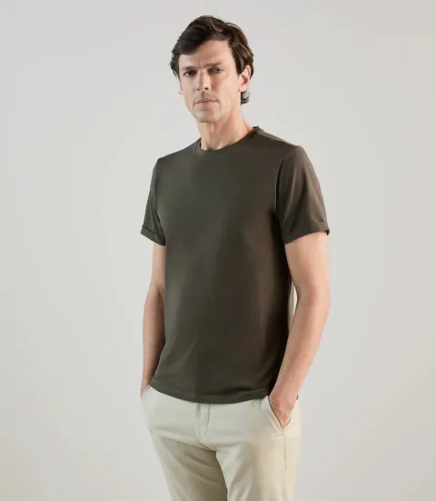 IZAC - T-shirt col rond kaki foncé