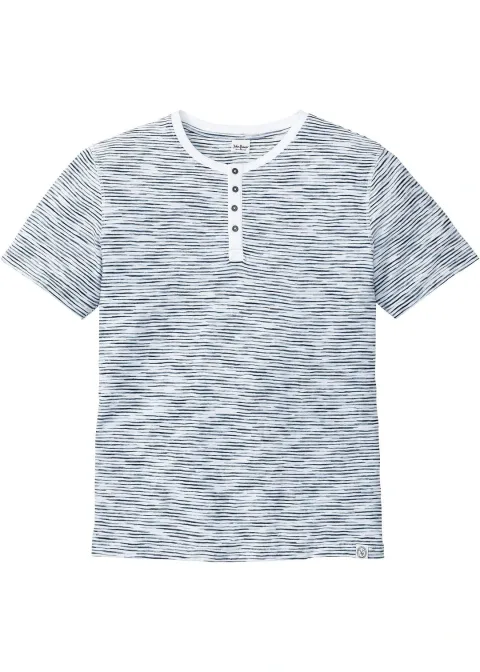 T-shirt col tunisien, 100% coton