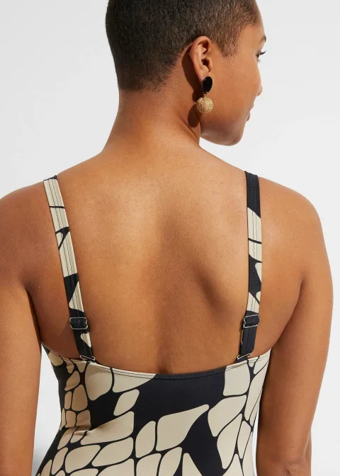 Maillot 1 pièce sculptant à col en V, maintien modéré