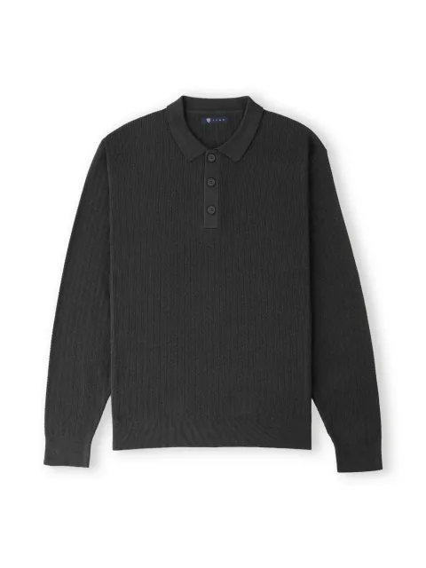 IZAC - Pull col polo boutonné jeux de points noir