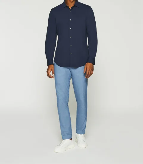 IZAC - Chemise regular en maille piquée marine MELCHIOR