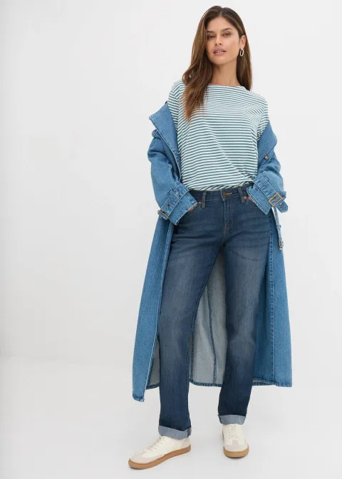Jean droit taille mi-haute, extensible