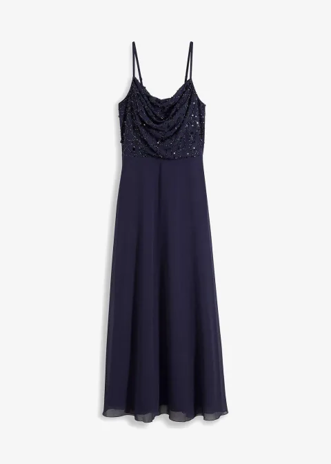 Robe à fines bretelles et haut à sequins brodés