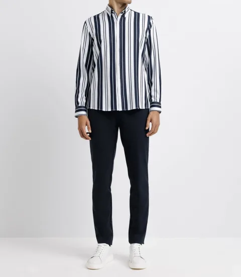 IZAC - Chemise casual rayée marine