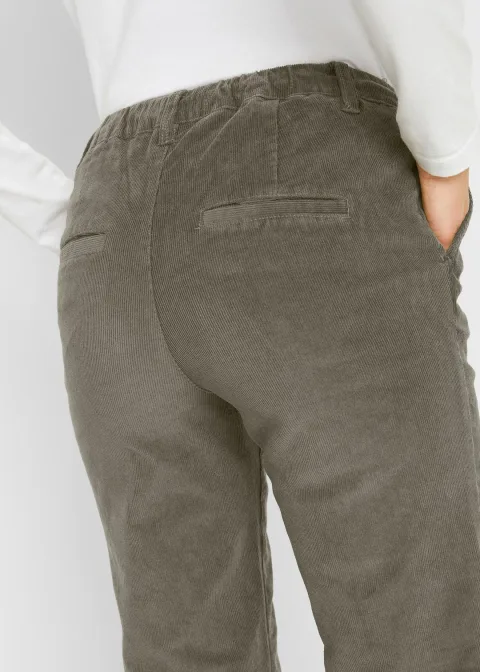 Pantalon en velours côtelé, taille élastiquée