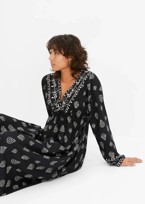 Robe longue tissée en viscose