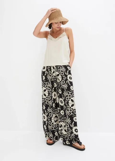 Pantalon large en viscose fluide