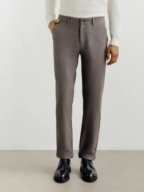 IZAC - Pantalon flanelle chocolat