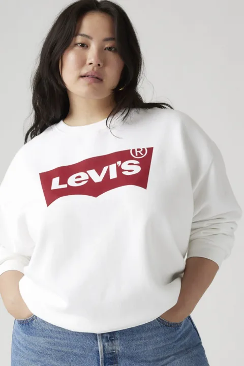 Levi's Sweat Shirt Graphique Col Rond Everyday (grandes Tailles) - Femme - Blanc / Everyday Crew Core Batwing White+ - 3X