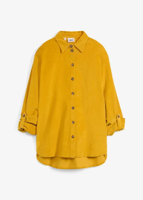 Chemise en velours côtelé avec fentes sur le côté