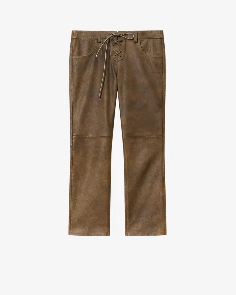Pantalon Vanel En Cuir D'Agneau - Femme - Marron Vintage - Taille 40