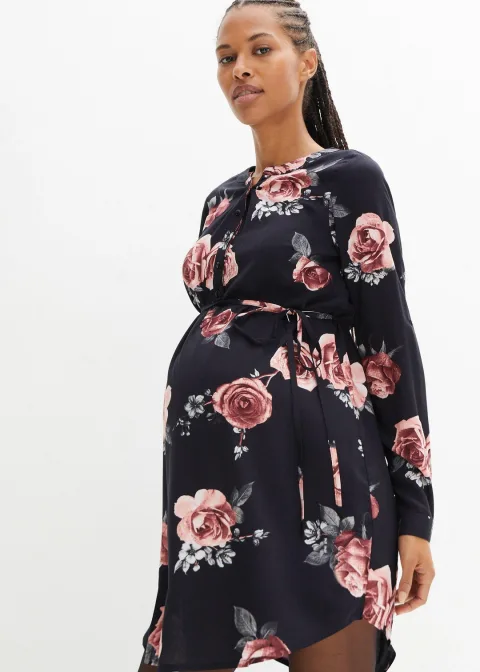 Robe-blouse de grossesse et d'allaitement en viscose fluide