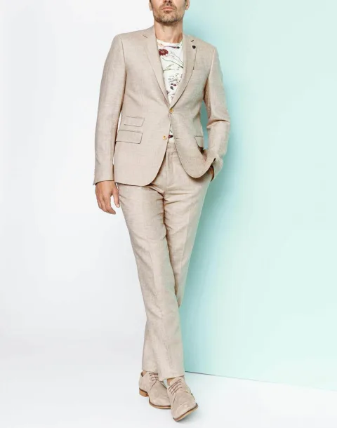 IZAC - Veste coton et lin beige ''Liverpool''