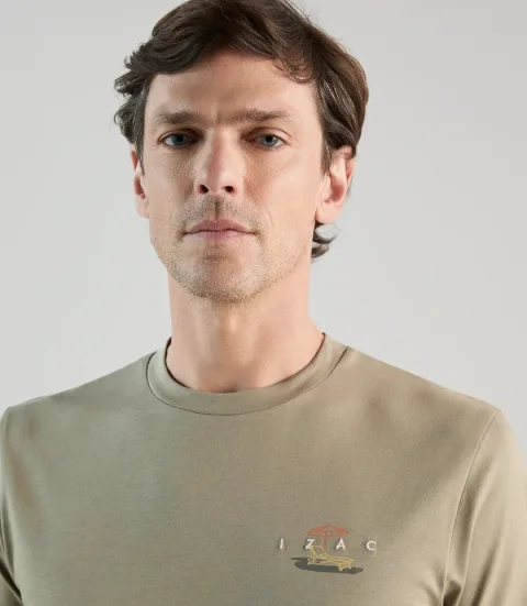 IZAC - T-shirt col rond kaki clair