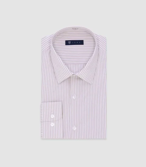 IZAC - Chemise ajustée rayée beige