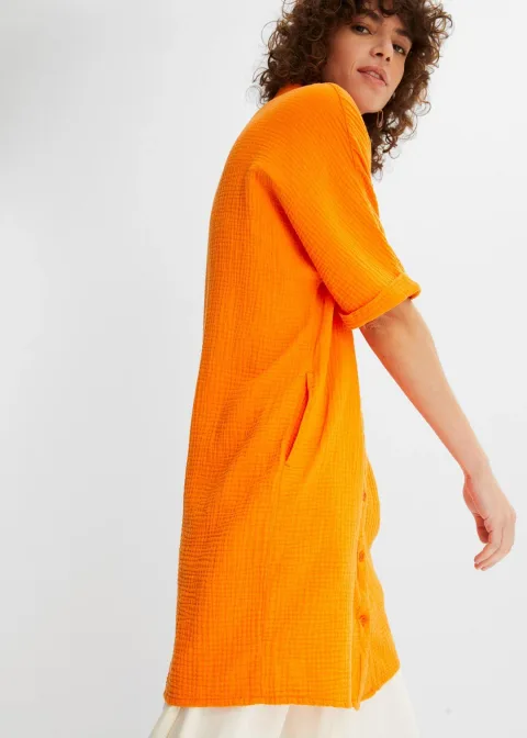 Chemisier long, oversize et doux en gaze de coton