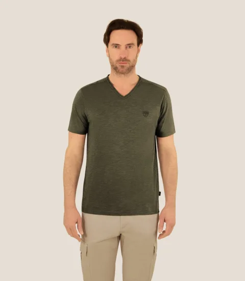 IZAC - T-shirt col V kaki