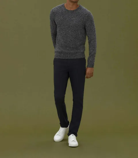 IZAC - Pull col rond fantaisie gris ''Loic''