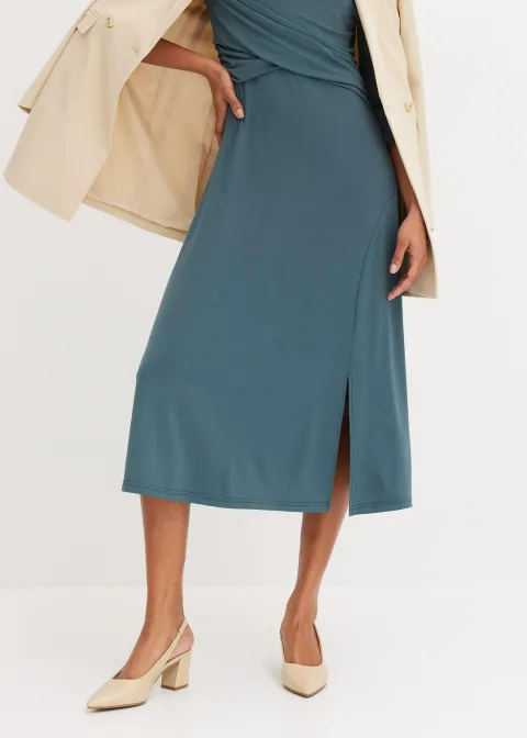 Robe midi drapée à manches 3/4