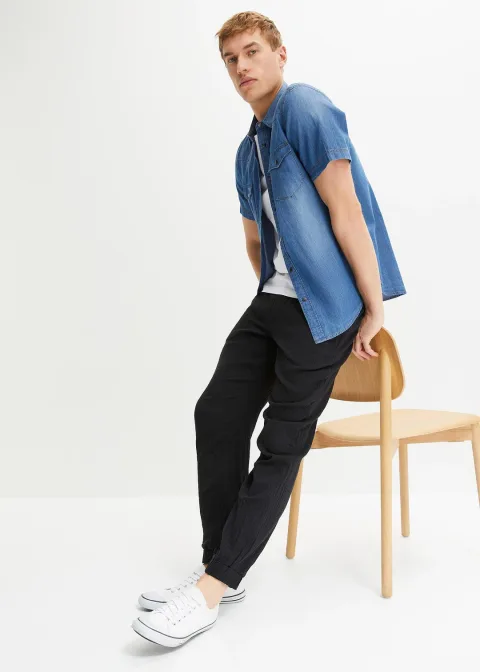 Pantalon jogger regular en gaze de coton, fuselé