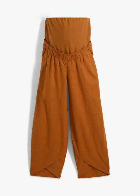 Pantalon de grossesse avec bandeau, en lin et coton