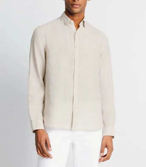IZAC - Chemise unie en coton lin écru