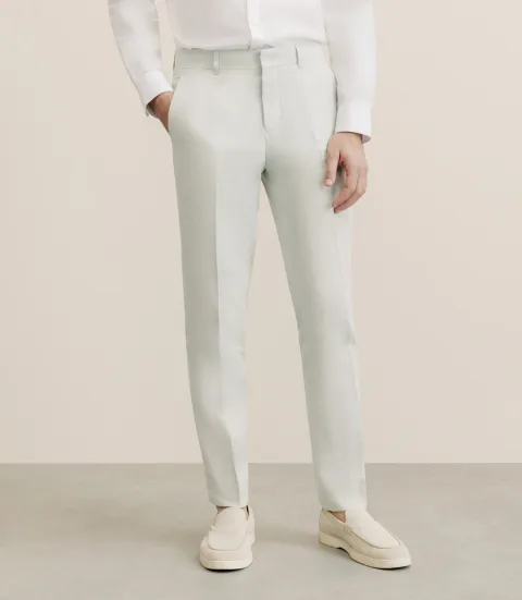 IZAC - Pantalon 100% lin vert eau