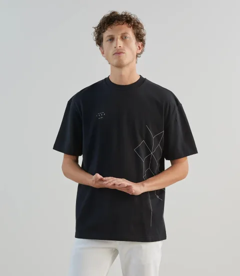 IZAC - T-shirt oversize col rond noir
