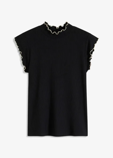 T-shirt côtelé en viscose extensible