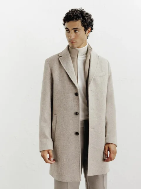 IZAC - Manteau ville à parmenture amovible beige