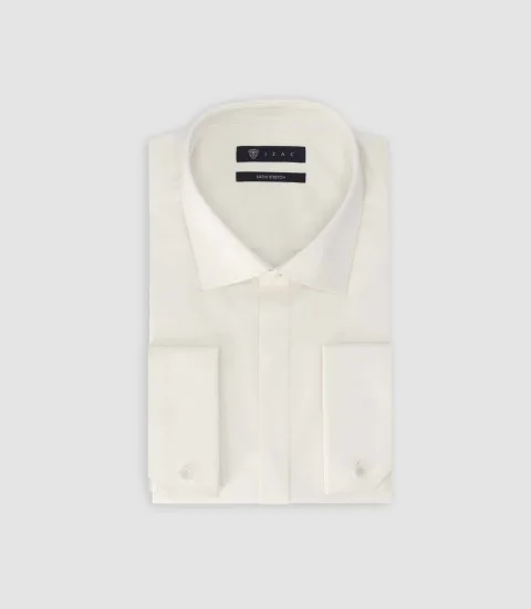 IZAC - Chemise boutons de manchette gravés écrue