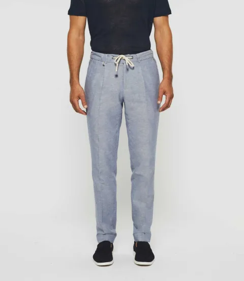 IZAC - Pantalon ville en lin bleu ciel ''Balicio''
