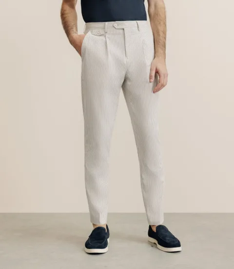 IZAC - Pantalon ville coupe carotte beige