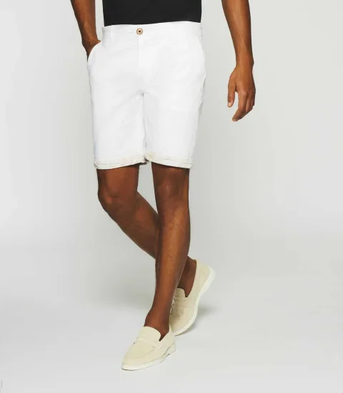 IZAC - Bermuda en coton stretch blanc SLOWLY