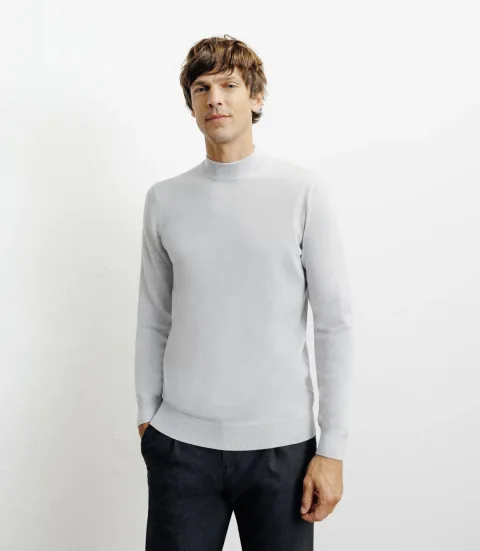 IZAC - Pull col cheminée gris chiné