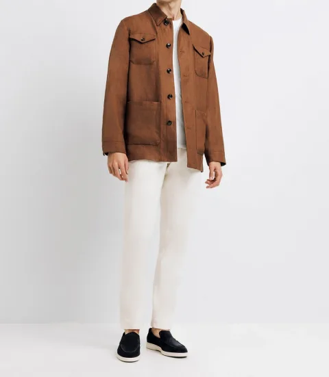 IZAC - Veste casual 100% lin truffe