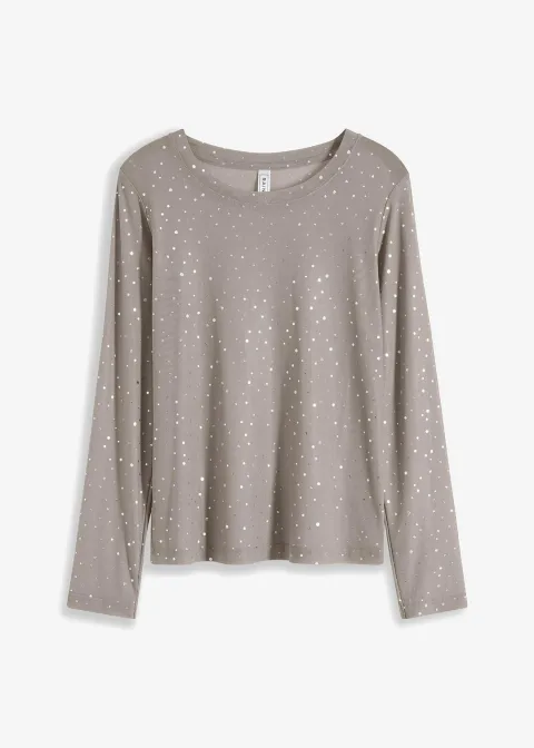 T-shirt manches longues en mesh brillant