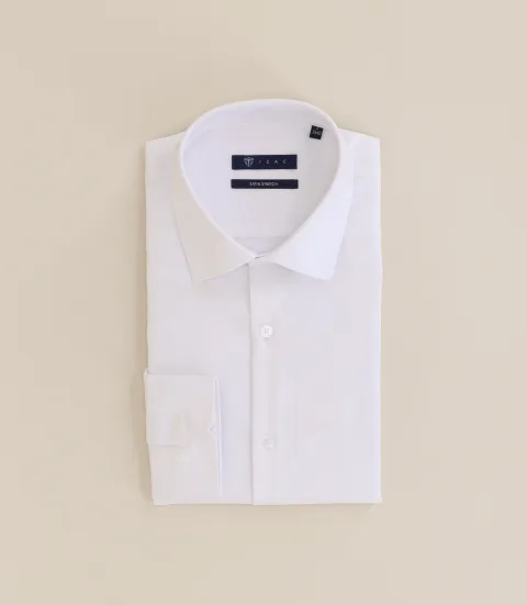 IZAC - Chemise infroissable col italien blanche