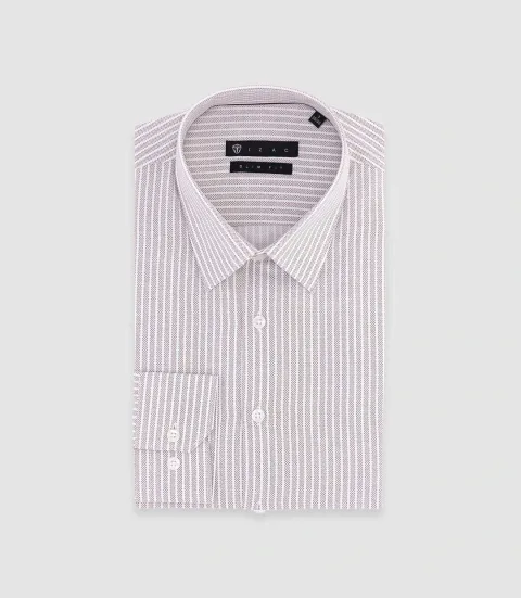 IZAC - Chemise slim à rayures bordeaux PALY
