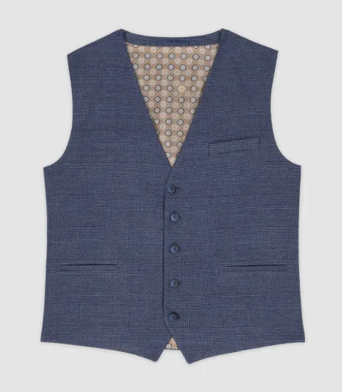 IZAC - Gilet de costume effet Prince de Galles marine XSWING