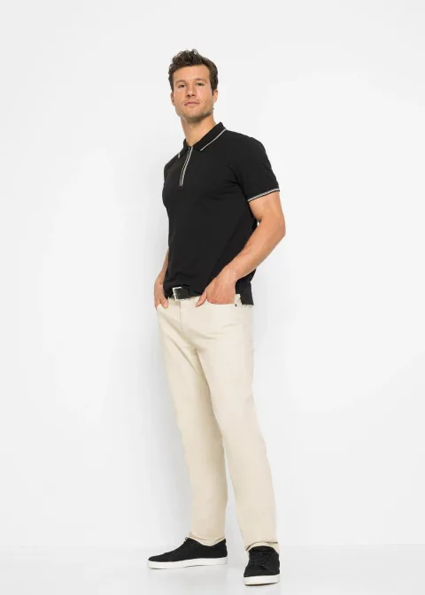 Polo zippé en maille piquée 100% coton