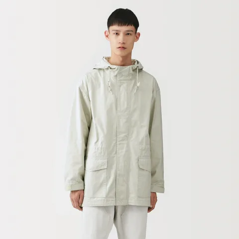 Manteau à capuche en toile de coton léger pour homme