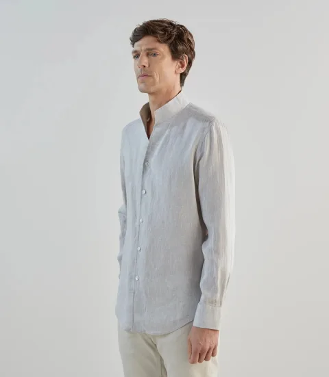 IZAC - Chemise 100% lin grise