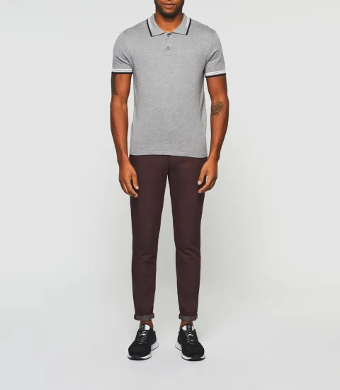IZAC - Polo manches courtes gris chiné ''Gerald''