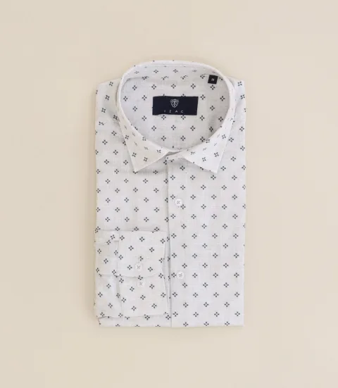 IZAC - Chemise 100% coton col français beige
