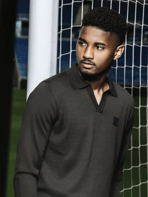 IZAC - Pull col polo ouvert anthracite