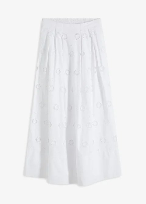 Jupe longue en coton avec broderie anglaise