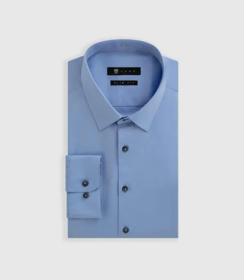 IZAC - Chemise satin slim bleu-pastel ''Satinslim''